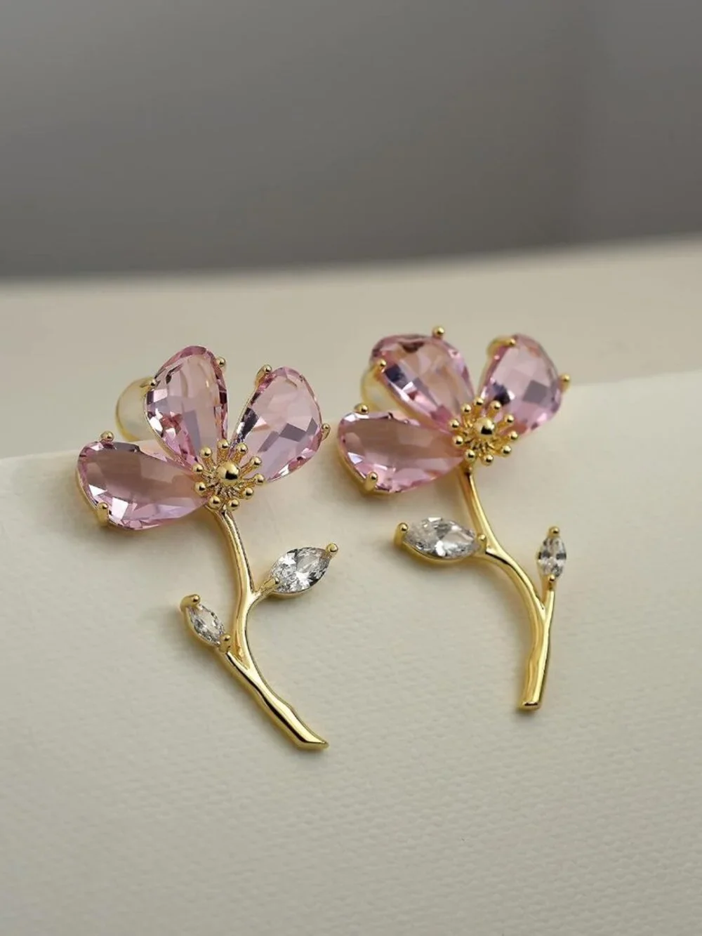Stunning Crystal Flower Statement Drop Dangle Earrings for Women - Elegant